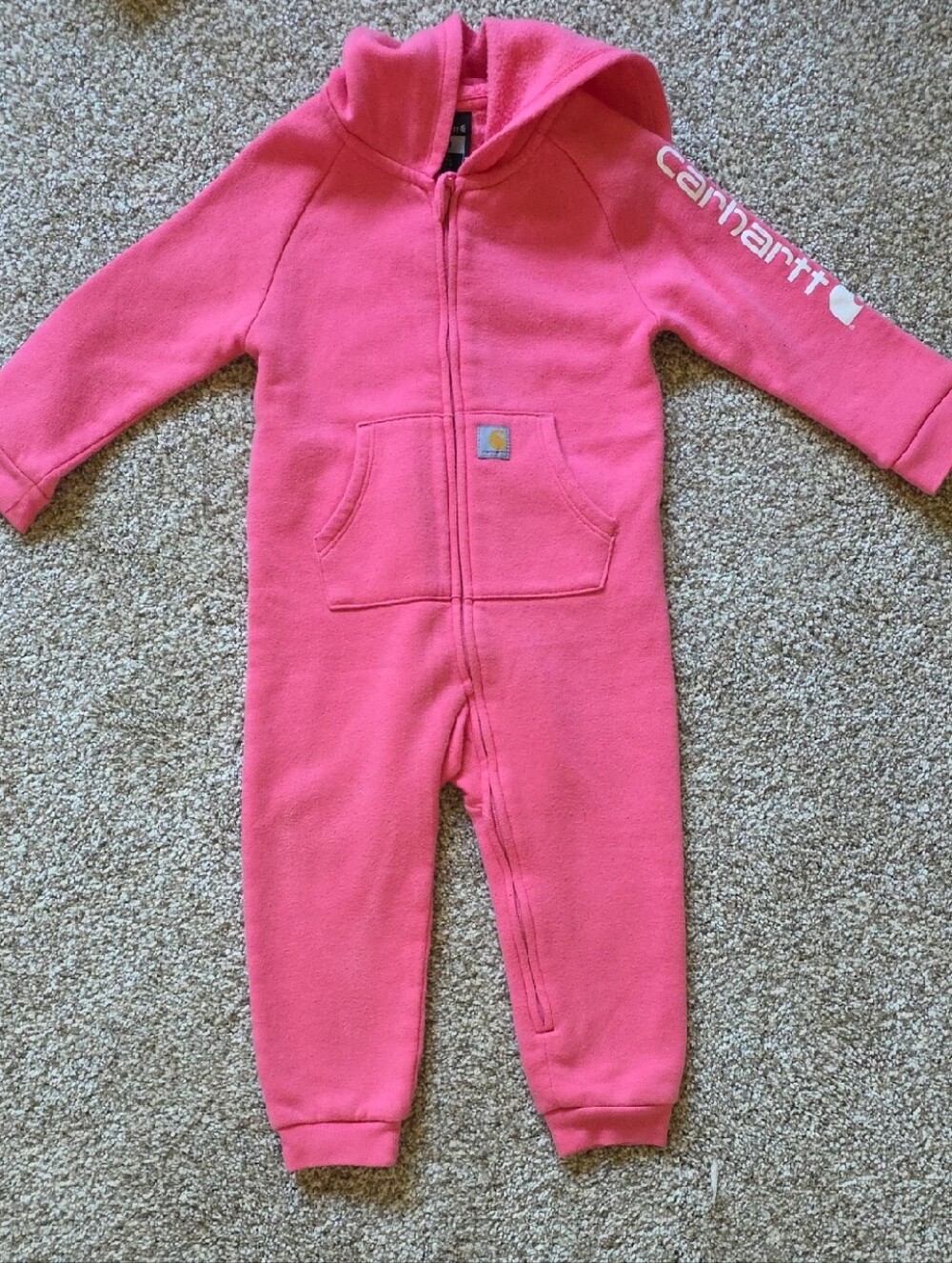 Carhartt Kids Pink Hooded Fleece One-Piece